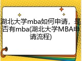 湖北大学mba如何申请，是否有mba(湖北大学MBA申请流程)