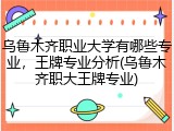 乌鲁木齐职业大学有哪些专业，王牌专业分析(乌鲁木齐职大王牌专业)