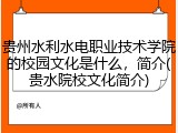 贵州水利水电职业技术学院的校园文化是什么，简介(贵水院校文化简介)