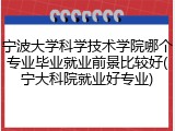 宁波大学科学技术学院哪个专业毕业就业前景比较好(宁大科院就业好专业)