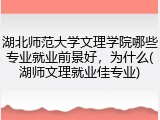 湖北师范大学文理学院哪些专业就业前景好，为什么(湖师文理就业佳专业)
