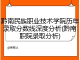 黔南民族职业技术学院历年录取分数线深度分析(黔南职院录取分析)