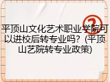 平顶山文化艺术职业学院可以进校后转专业吗？(平顶山艺院转专业政策)