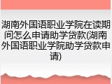 湖南外国语职业学院在读期间怎么申请助学贷款(湖南外国语职业学院助学贷款申请)