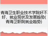 青海卫生职业技术学院好不好，就业现状及发展趋势(青海卫职院就业趋势)