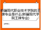 新疆现代职业技术学院的王牌专业是什么(新疆现代学院王牌专业)