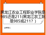 黑龙江农业工程职业学院是985还是211(黑龙江农工院是985或211？)