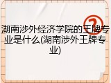 湖南涉外经济学院的王牌专业是什么(湖南涉外王牌专业)