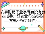 安徽财贸职业学院有没有就业指导，好就业吗(安徽财贸就业指导好吗)
