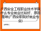 广西安全工程职业技术学院什么专业就业比较好，原因是啥(广西安职院好就业专业)