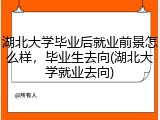湖北大学毕业后就业前景怎么样，毕业生去向(湖北大学就业去向)