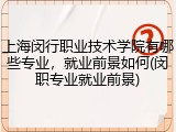 上海闵行职业技术学院有哪些专业，就业前景如何(闵职专业就业前景)
