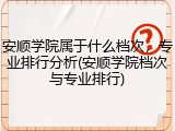 安顺学院属于什么档次，专业排行分析(安顺学院档次与专业排行)