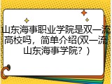 山东海事职业学院是双一流高校吗，简单介绍(双一流山东海事学院？)