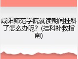 咸阳师范学院就读期间挂科了怎么办呢？(挂科补救指南)