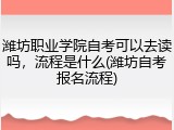 潍坊职业学院自考可以去读吗，流程是什么(潍坊自考报名流程)