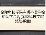 金陵科技学院有哪些奖学金和助学金呢(金陵科技学院奖助学金)