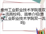 贵州工业职业技术学院是双一流高校吗，简单介绍(贵州工业职业技术学院双一流吗)