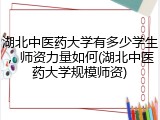 湖北中医药大学有多少学生，师资力量如何(湖北中医药大学规模师资)