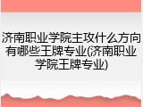 济南职业学院主攻什么方向有哪些王牌专业(济南职业学院王牌专业)