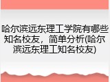 哈尔滨远东理工学院有哪些知名校友，简单分析(哈尔滨远东理工知名校友)