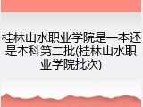 桂林山水职业学院是一本还是本科第二批(桂林山水职业学院批次)