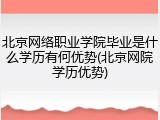 北京网络职业学院毕业是什么学历有何优势(北京网院学历优势)