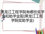 黑龙江工程学院有哪些奖学金和助学金呢(黑龙江工程学院奖助学金)