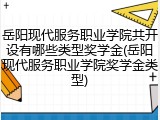 岳阳现代服务职业学院共开设有哪些类型奖学金(岳阳现代服务职业学院奖学金类型)