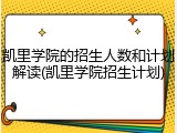 凯里学院的招生人数和计划解读(凯里学院招生计划)