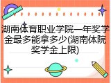 湖南体育职业学院一年奖学金最多能拿多少(湖南体院奖学金上限)