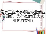 南京工业大学哪些专业就业前景好，为什么(南工大就业优势专业)
