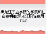 黑龙江职业学院的学费和住宿费明细(黑龙江职院费用明细)