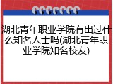 湖北青年职业学院有出过什么知名人士吗(湖北青年职业学院知名校友)