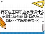 石家庄工商职业学院读什么专业比较有前景(石家庄工商职业学院前景专业)