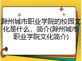 滁州城市职业学院的校园文化是什么，简介(滁州城市职业学院文化简介)