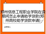 郑州信息工程职业学院在读期间怎么申请助学贷款(郑州高校助学贷款申请)