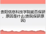 贵阳信息科技学院能否保研，原因是什么(贵院保研原因)