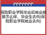 保险职业学院毕业后就业前景怎么样，毕业生去向(保险职业学院就业去向)