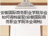 安徽国际商务职业学院毕业如何调档案呢(安徽国际商务职业学院毕业调档)