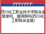 四川化工职业技术学院含金量量吗，值得报吗(四川化工职院含金量)