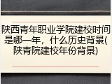陕西青年职业学院建校时间是哪一年，什么历史背景(陕青院建校年份背景)
