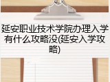 延安职业技术学院办理入学有什么攻略没(延安入学攻略)