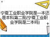 宁夏工业职业学院是一本还是本科第二批(宁夏工业职业学院是二本吗)