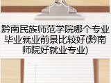 黔南民族师范学院哪个专业毕业就业前景比较好(黔南师院好就业专业)