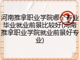 河南推拿职业学院哪个专业毕业就业前景比较好(河南推拿职业学院就业前景好专业)