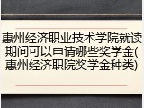 惠州经济职业技术学院就读期间可以申请哪些奖学金(惠州经济职院奖学金种类)