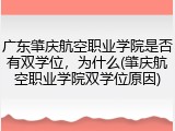 广东肇庆航空职业学院是否有双学位，为什么(肇庆航空职业学院双学位原因)