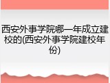 西安外事学院哪一年成立建校的(西安外事学院建校年份)
