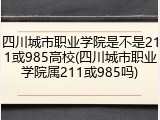 四川城市职业学院是不是211或985高校(四川城市职业学院属211或985吗)